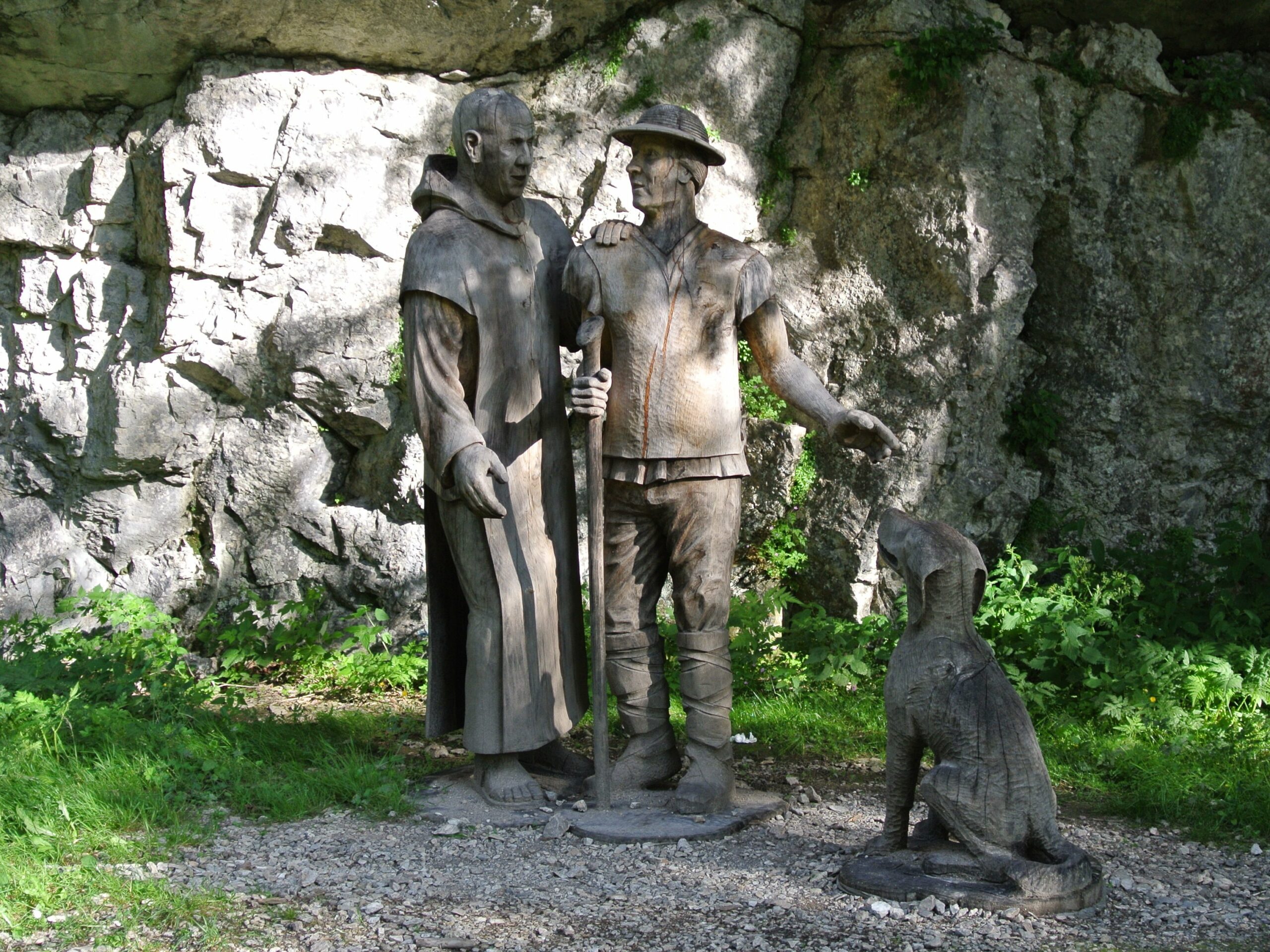 Sculpture de Saint Bruno demandant son chemin à un chartroussin